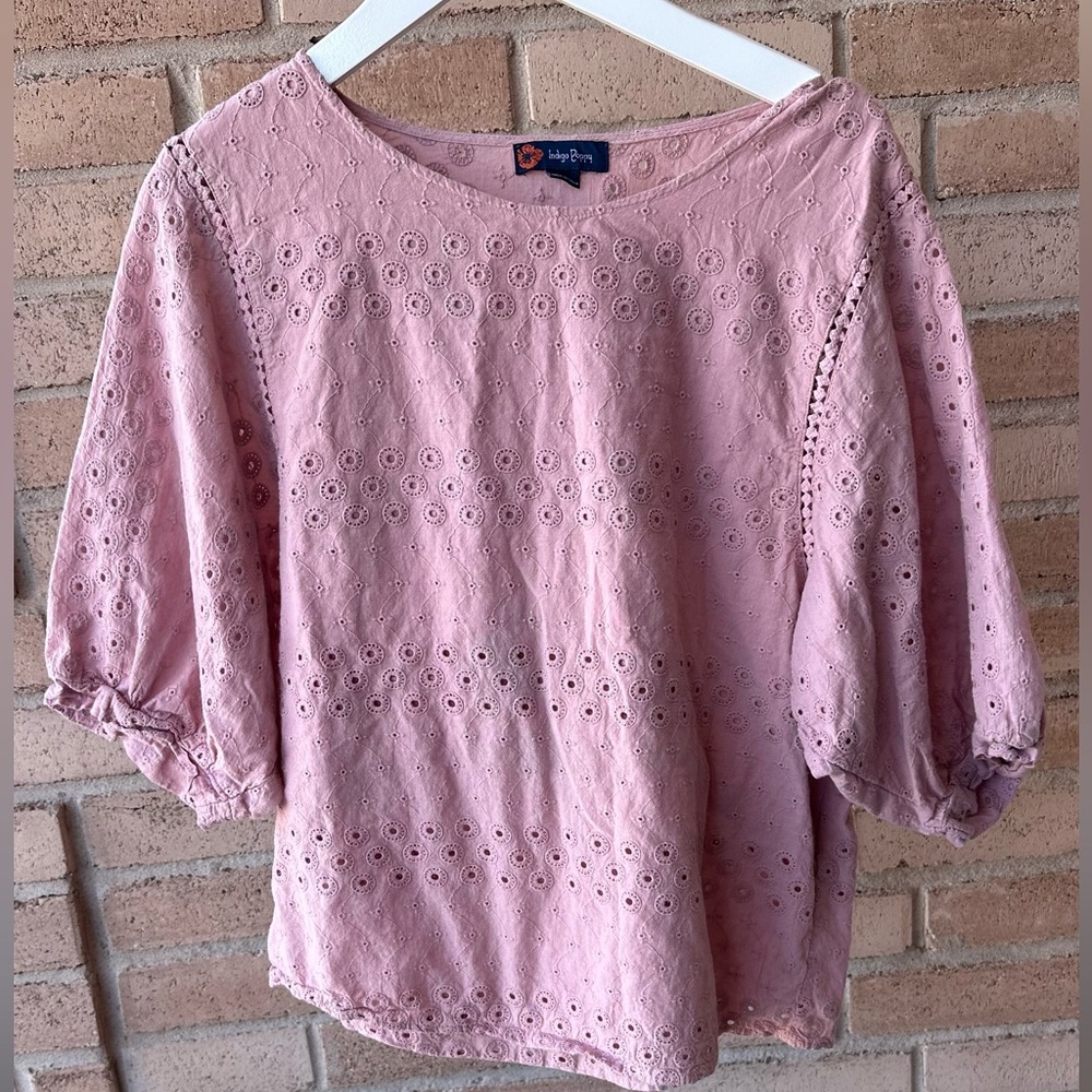 Pink Eyelet Women's Top